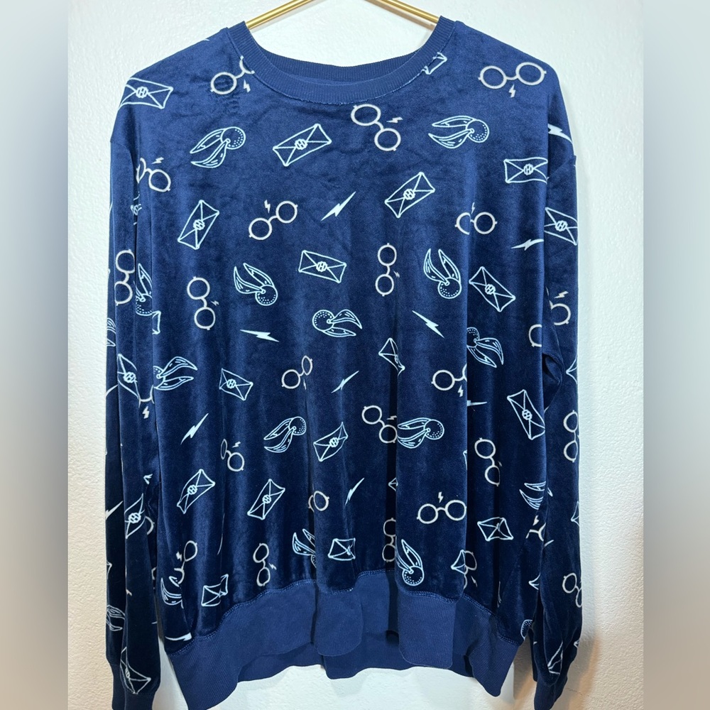 Harry Potter Sweater Women XL Blue Fleece LongSleeve Soft